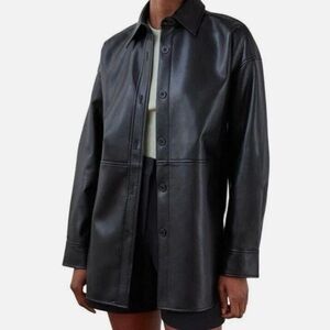 Glassons Black Leather Button-Up Jacket
